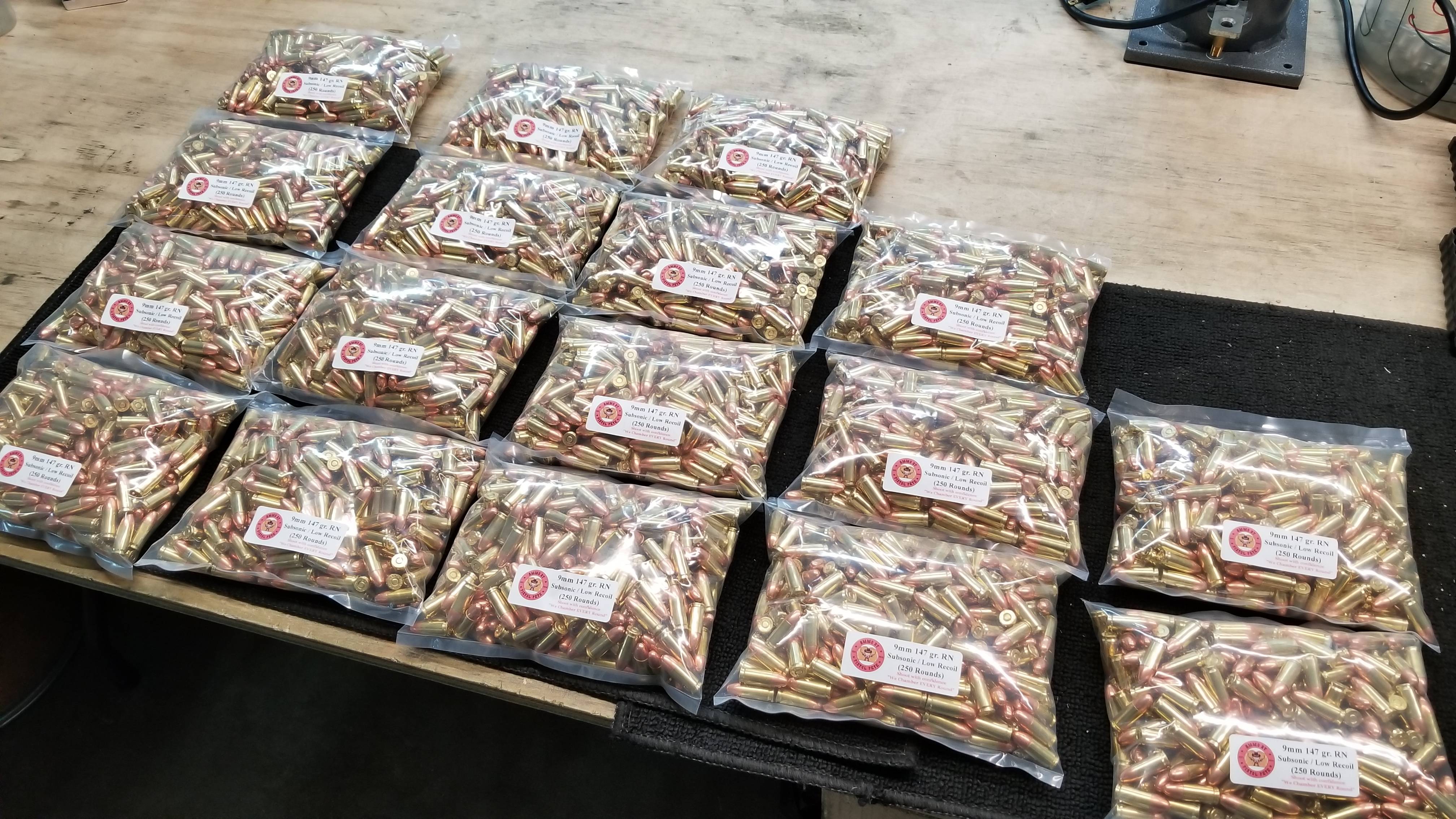 Subsonic 9mm Ammo 147 gr. Round Nose Low Recoil (1000 Rounds) Re-Manufactured Ammunition - Image 2