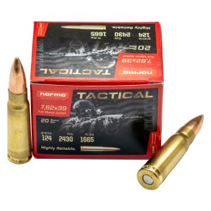 Norma Tactical 7.62x39 124gr. FMJ Brass Ammunition (100 Rounds Bulk Pack)